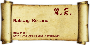 Maksay Roland névjegykártya